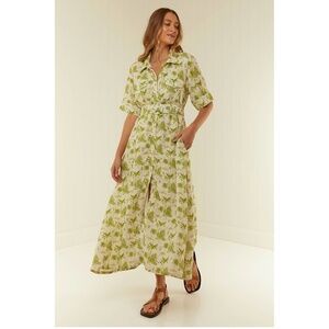 Palm noosa souvenir dress in green palms